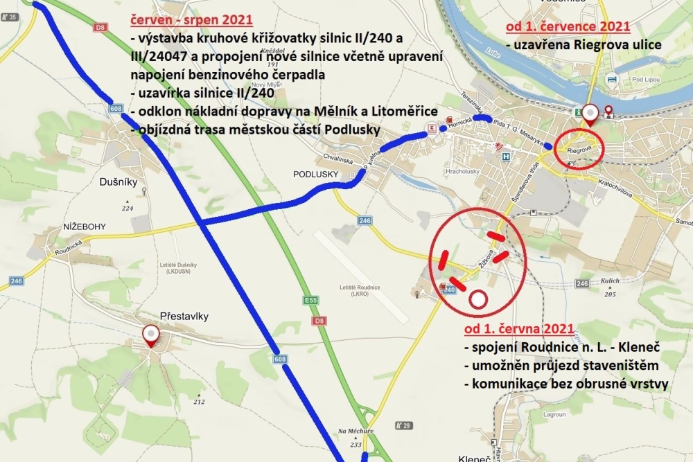  Plánované uzavírky zkomplikují roudnickou dopravu